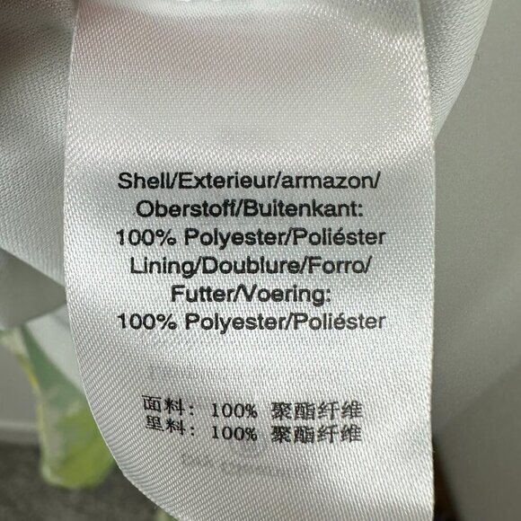 DKNY Women's Size 12 Green Yellow Floral Sheer Overlay V Neck Midi Dress Wedding - Picture 3 of 11